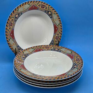 Christopher Stuart Soup Bowl La Brea Optima Rimmed  Round 9 1/2"   Set Of 5